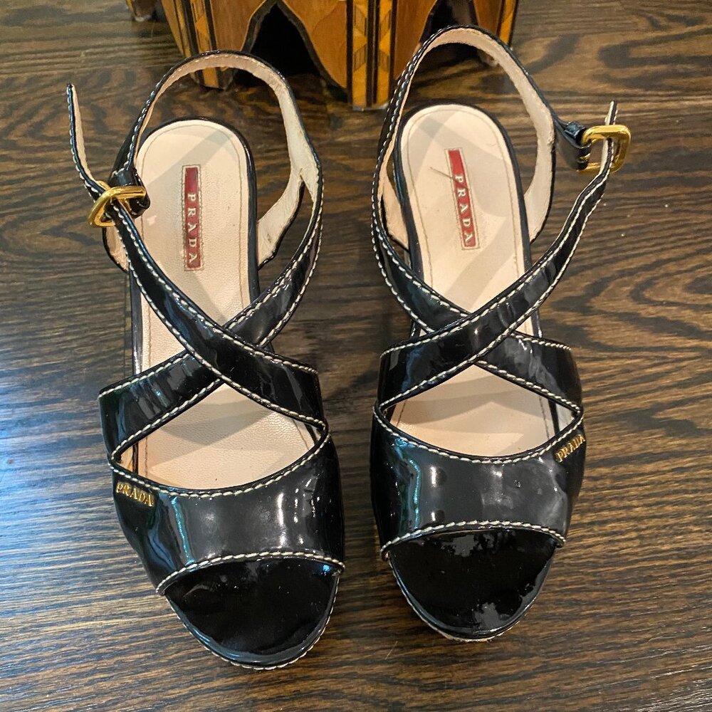Prada Wedge Sandals Size 8 - Like New